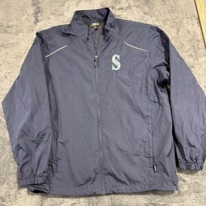 Core 365‎ Seattle Mariners Windbreaker Jacket Mens Large Navy Blue 88183